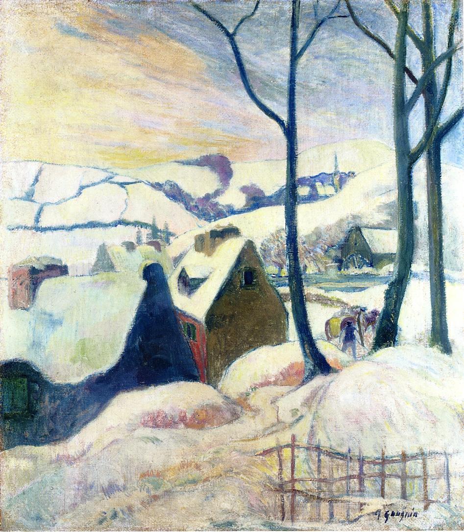 Village in the Snow - Paul Gauguin Painting